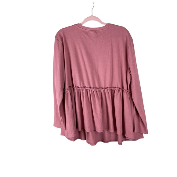 Torrid Pink Lace Shoulder Peplum Long Sleeve Top Size 1 (L) - Picture 6 of 6